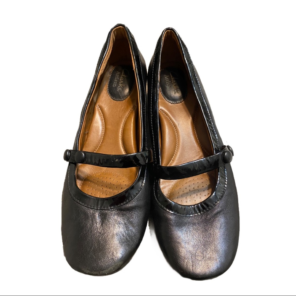 Clarks Artisan Black Leather Mary Janes Size 8 W